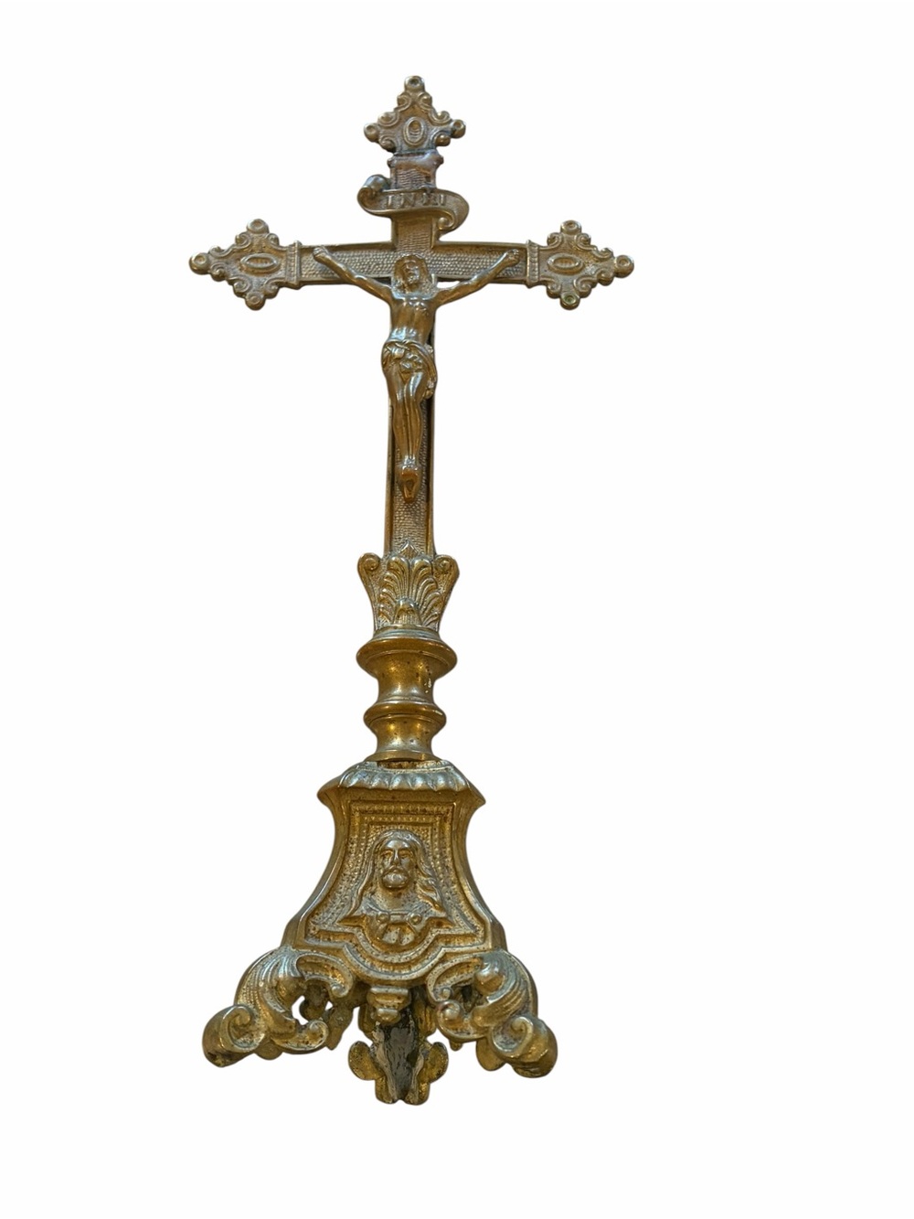 Antique Gold Religious Crucifix Table Cross